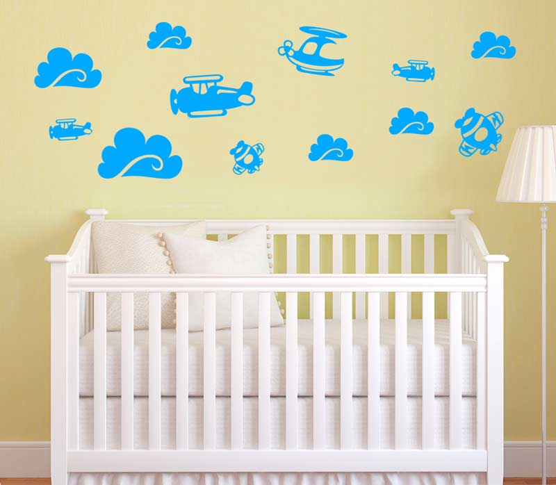 Samolepky na zeď KIDS color - letadla, 94x50 cm