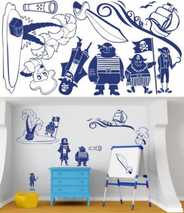Samolepky na zeď KIDS color - piráti, 94x50 cm
