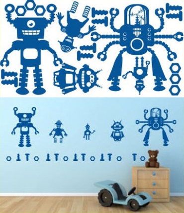 Samolepky na zeď KIDS color - roboti, 94x50 cm