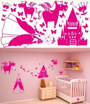 Samolepky na zeď KIDS color - princezna, 94x50 cm