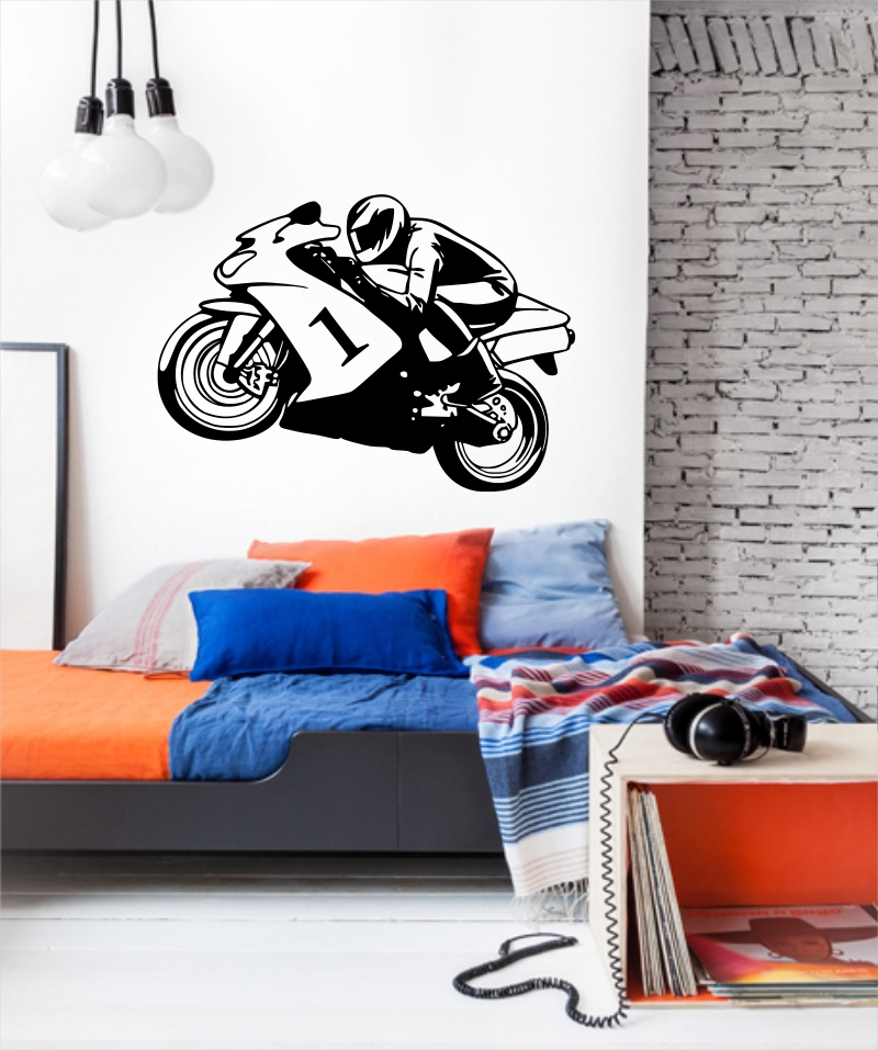 Samolepka na zeď Závodní motorka