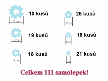 Samolepka na zeď DECOR KVĚTY, 111ks