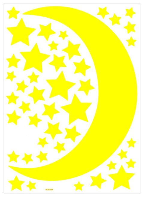 Samolepka na zeď Měsíc s hvězdami 50 x 70 cm