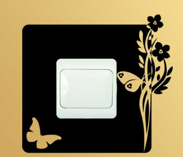 Samolepka pod vypínač Květina s motýly