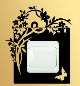 Samolepka pod vypínač Květina s motýly 2