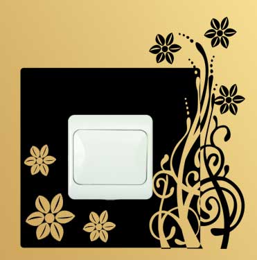 Samolepka pod vypínač Květiny s ornamentem
