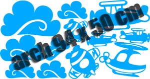 Samolepky na zeď KIDS color - letadla, 94x50 cm