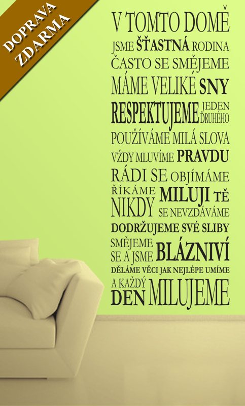Samolepka na zeď Nápis na stěnu - Domov, šťastná rodina