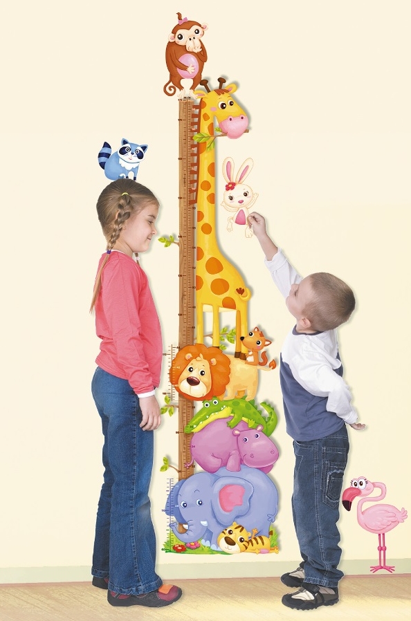 Samolepící dětský metr zvířátka v zoo, 70x33cm