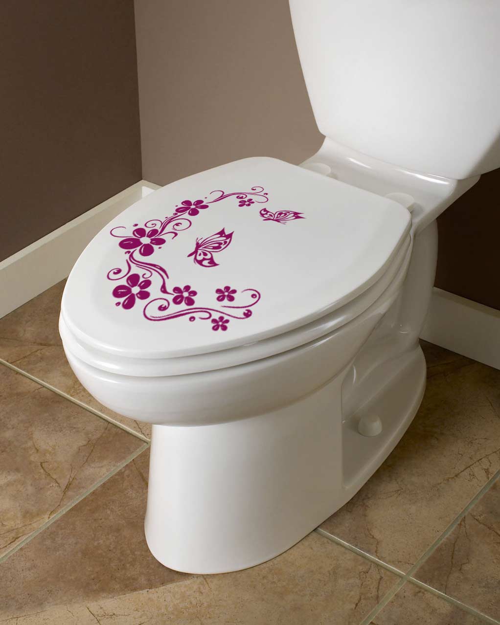 Samolepka na WC Květinový ornament s motýly