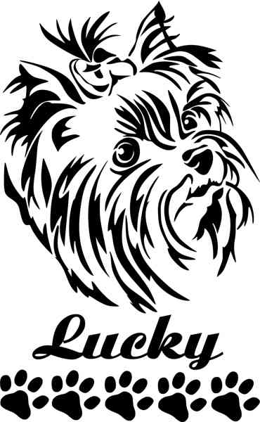 Samolepka na zeď Yorkshire se jménem a tlapkami