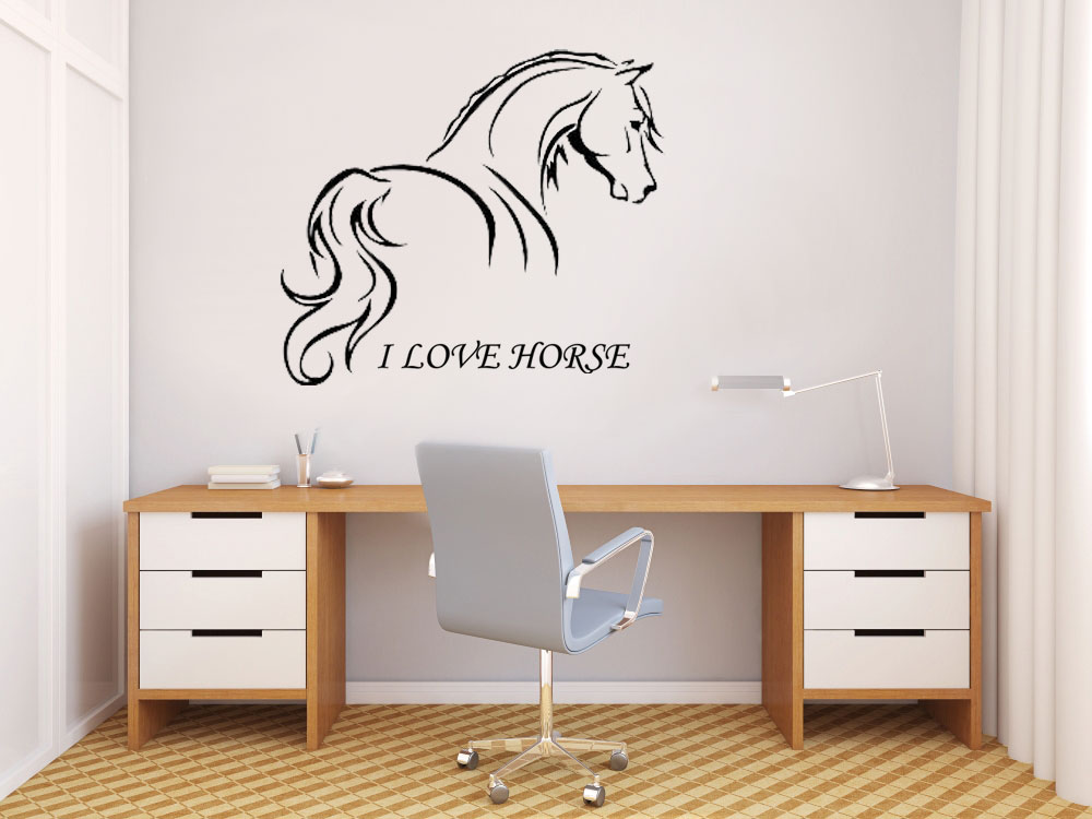 Samolepka na zeď Kůň, I love horse