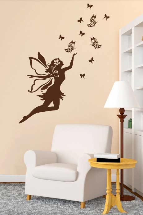 Samolepka na zeď Víla s motýly