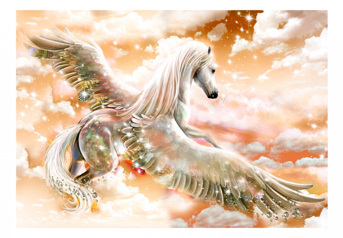 Fototapeta - Kůň Pegas oranžový