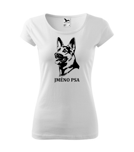 Dámské tričko Pes německý ovčák se jménem