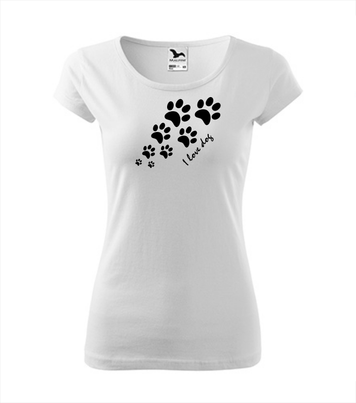 Dámské tričko I love dog - tlapky