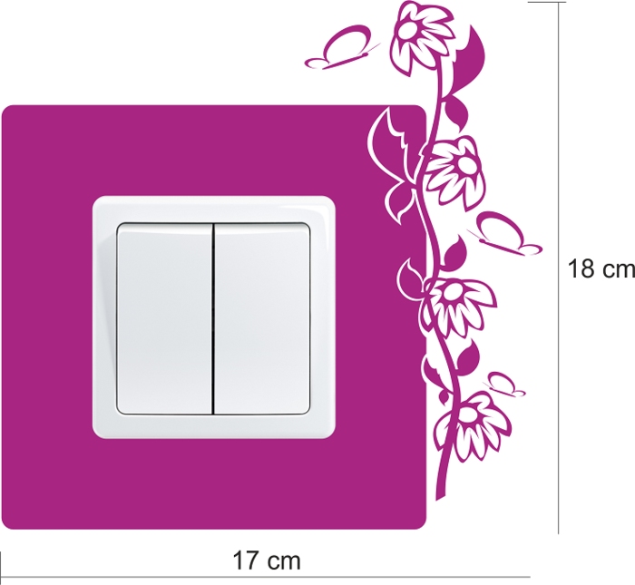 Samolepka pod vypínač Květiny s motýly