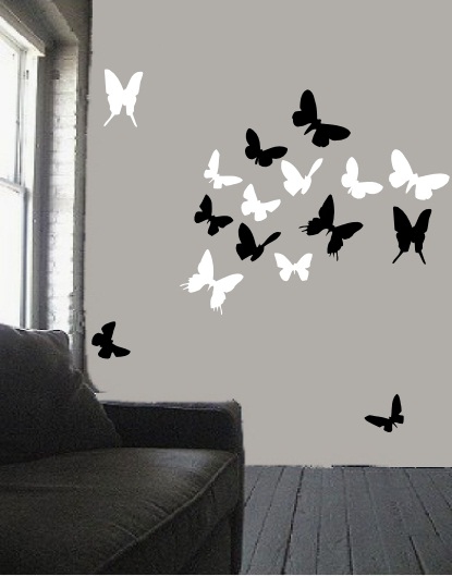 Samolepka na zeď Motýlí hejno 14 kusů
