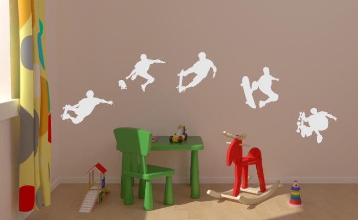 Samolepka na zeď Skateboardisti set 5 kusů