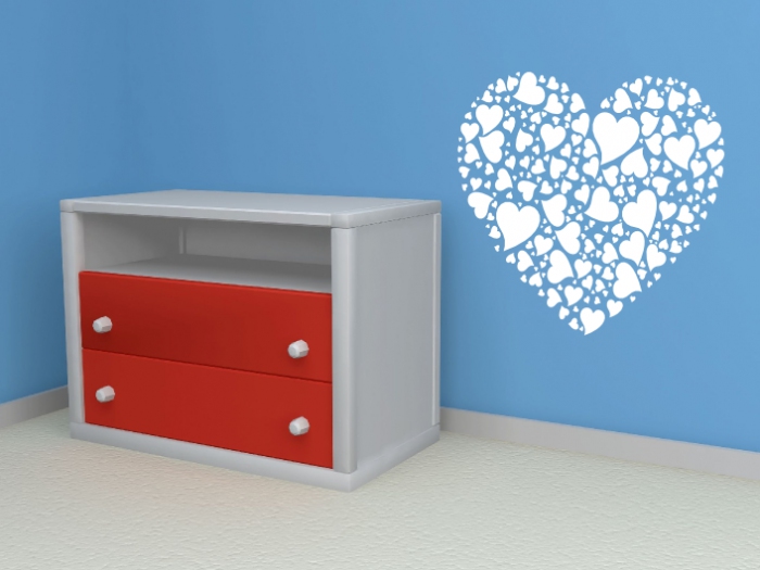 Samolepka na zeď Srdíčkové srdce