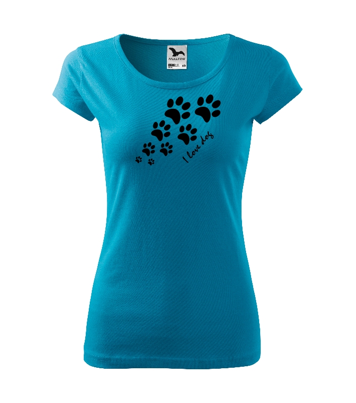 Dámské tričko I love dog - tlapky