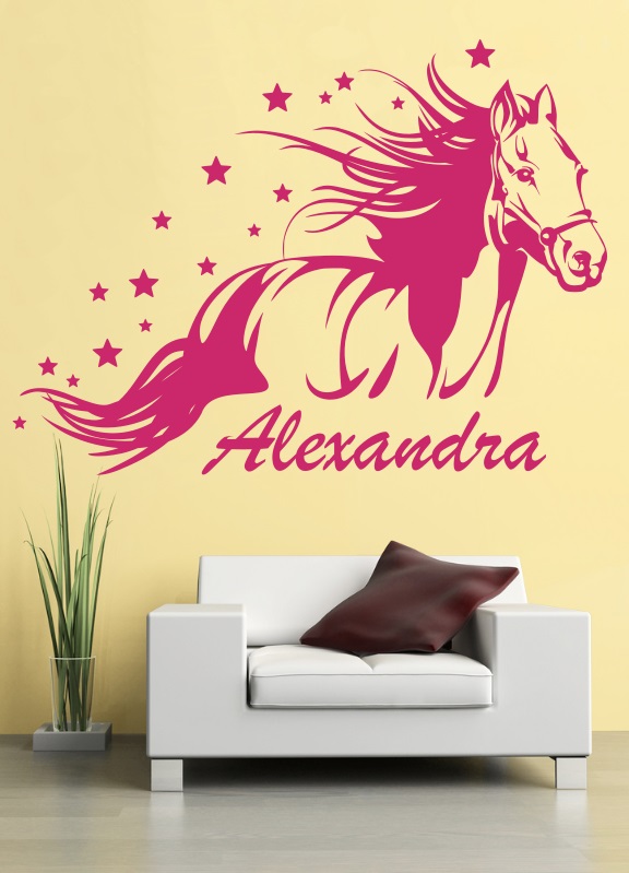 Samolepka na zeď Běžící kůň se jménem