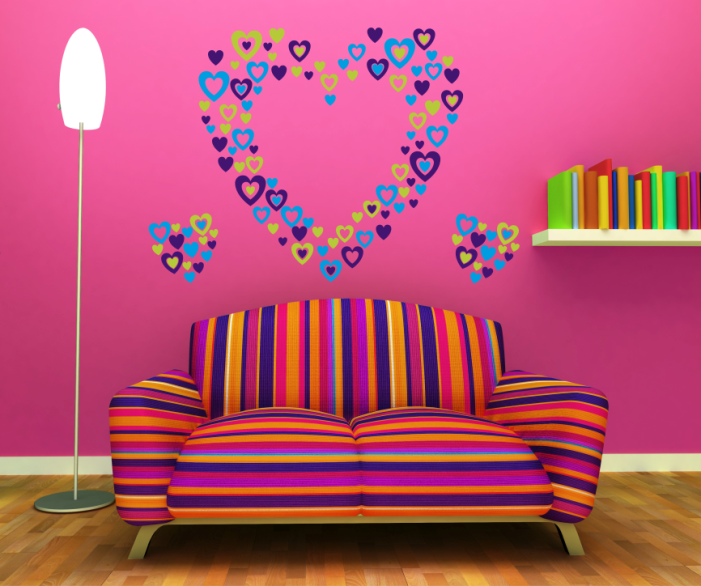 Samolepka na zeď DECOR SRDCE, 111ks