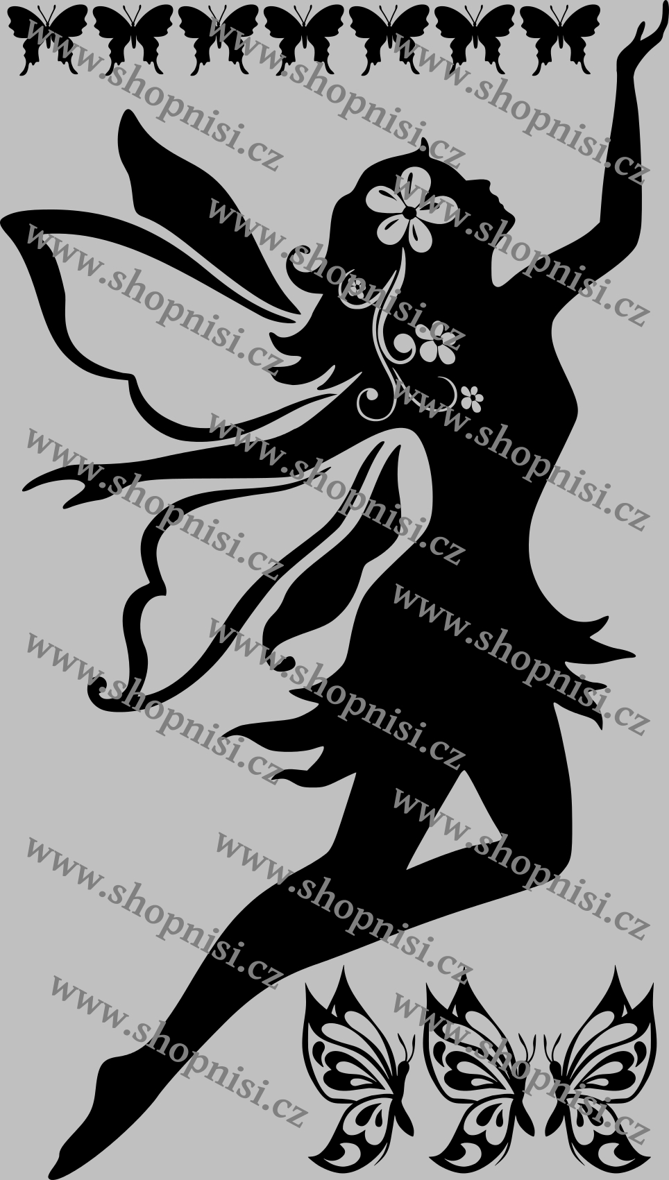 Samolepka na zeď Víla s motýly