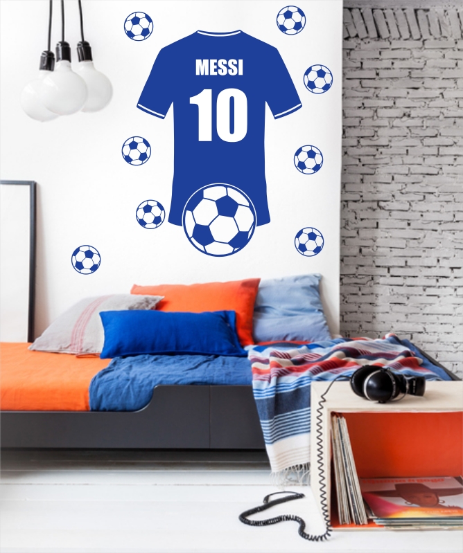 Samolepka na zeď Dres s vlastním jménem + 8 kopačáků