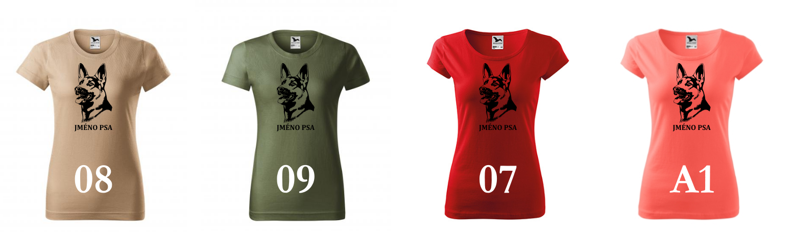 Dámské tričko Pes německý ovčák se jménem
