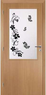 Samolepka na dveře Květinový ornament s motýly