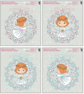 Fólie okenní andílci ve věnečku 33 DOPRODEJ5x 30 cm