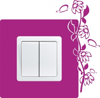 Samolepka pod vypínač Květiny s motýly