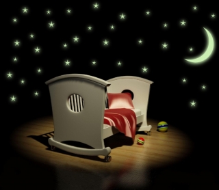 Samolepka na zeď SVÍTICÍ - hvězdy s měsícem